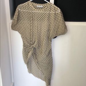 Zara sheer gold polka dot asymmetrical top